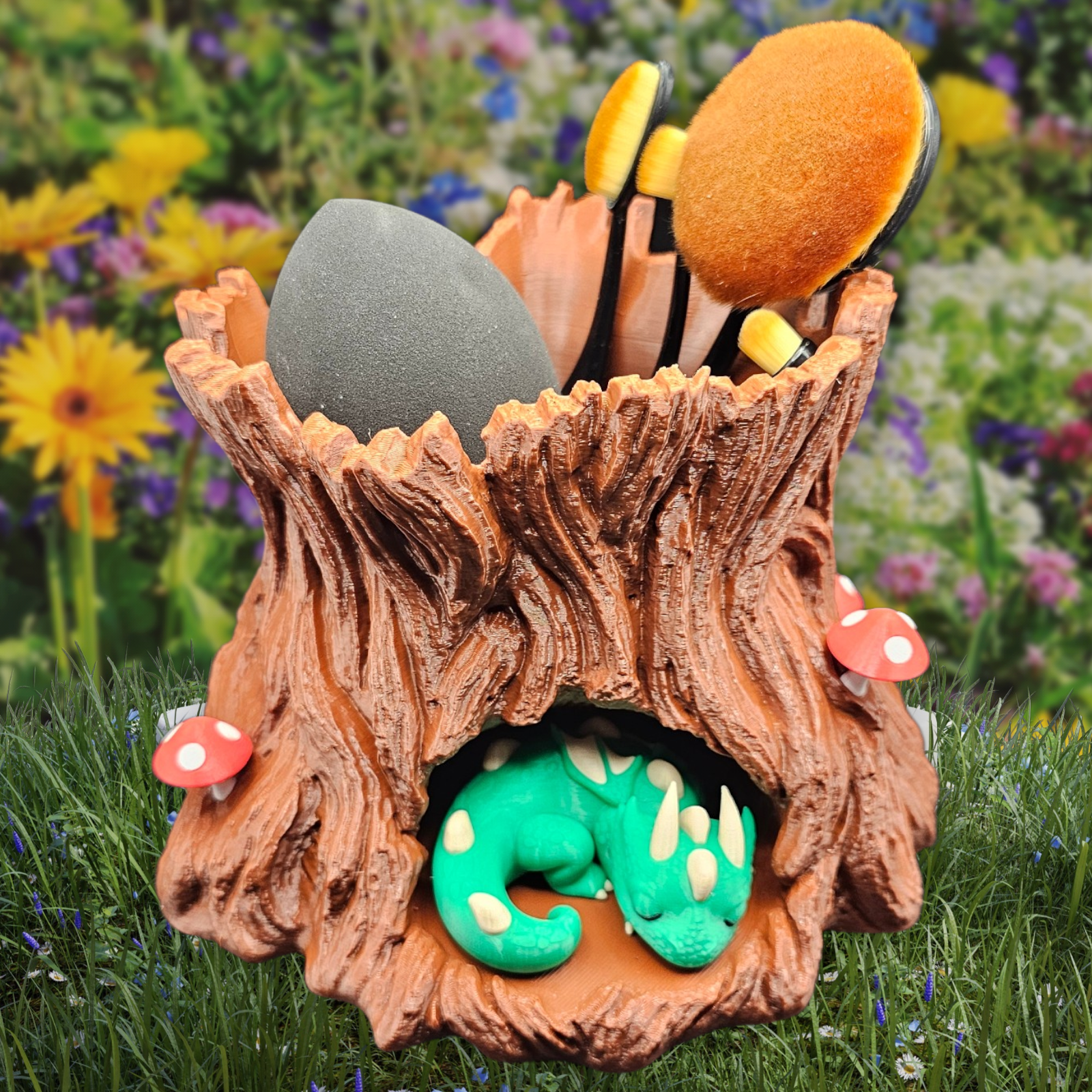 Sleeping Baby Dragon Planter Slumber Stump – 3D Printed in PETG