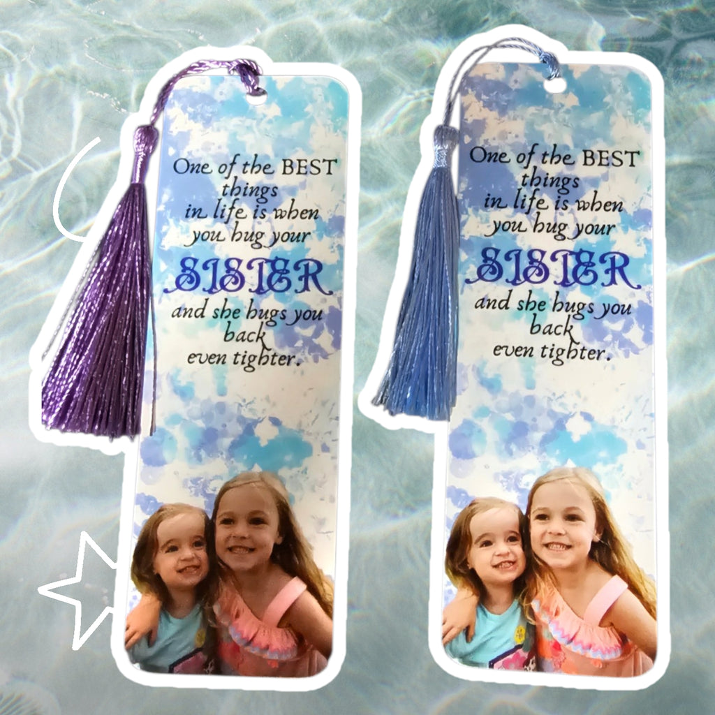 Personalized Photo Acrylic Bookmark - Sister Quote with Tassel & Gift Packaging