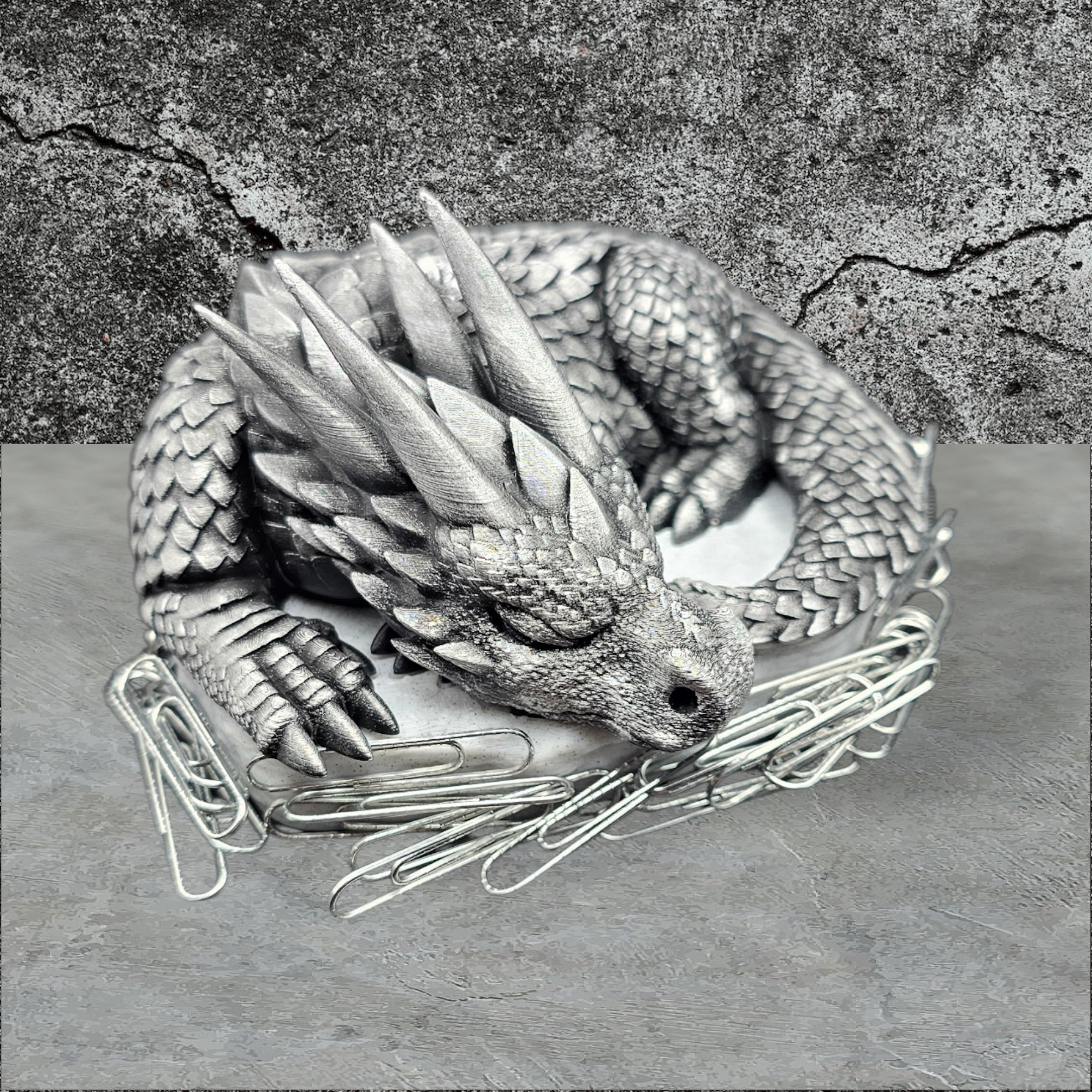 Magnetic Dragon Paperclip Holder - 3D Printed