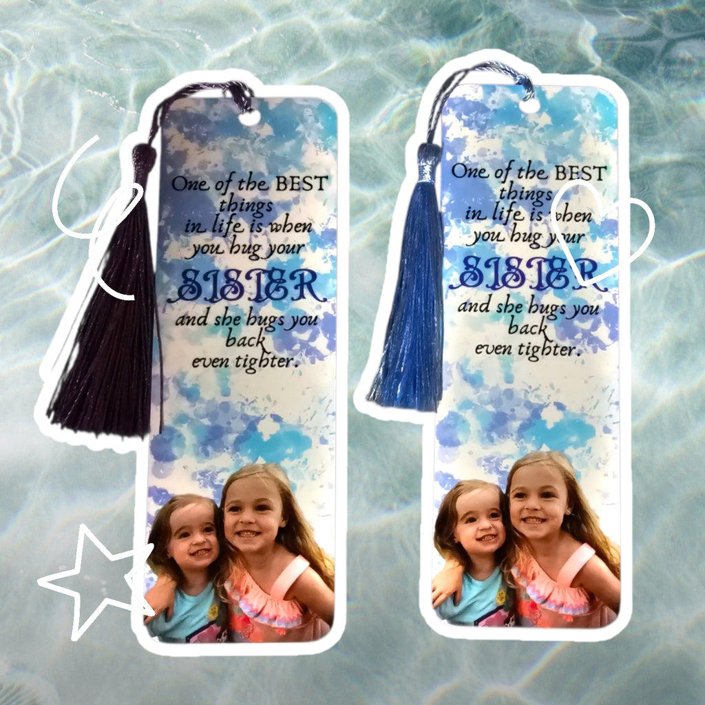 Personalized Photo Acrylic Bookmark - Sister Quote with Tassel & Gift Packaging