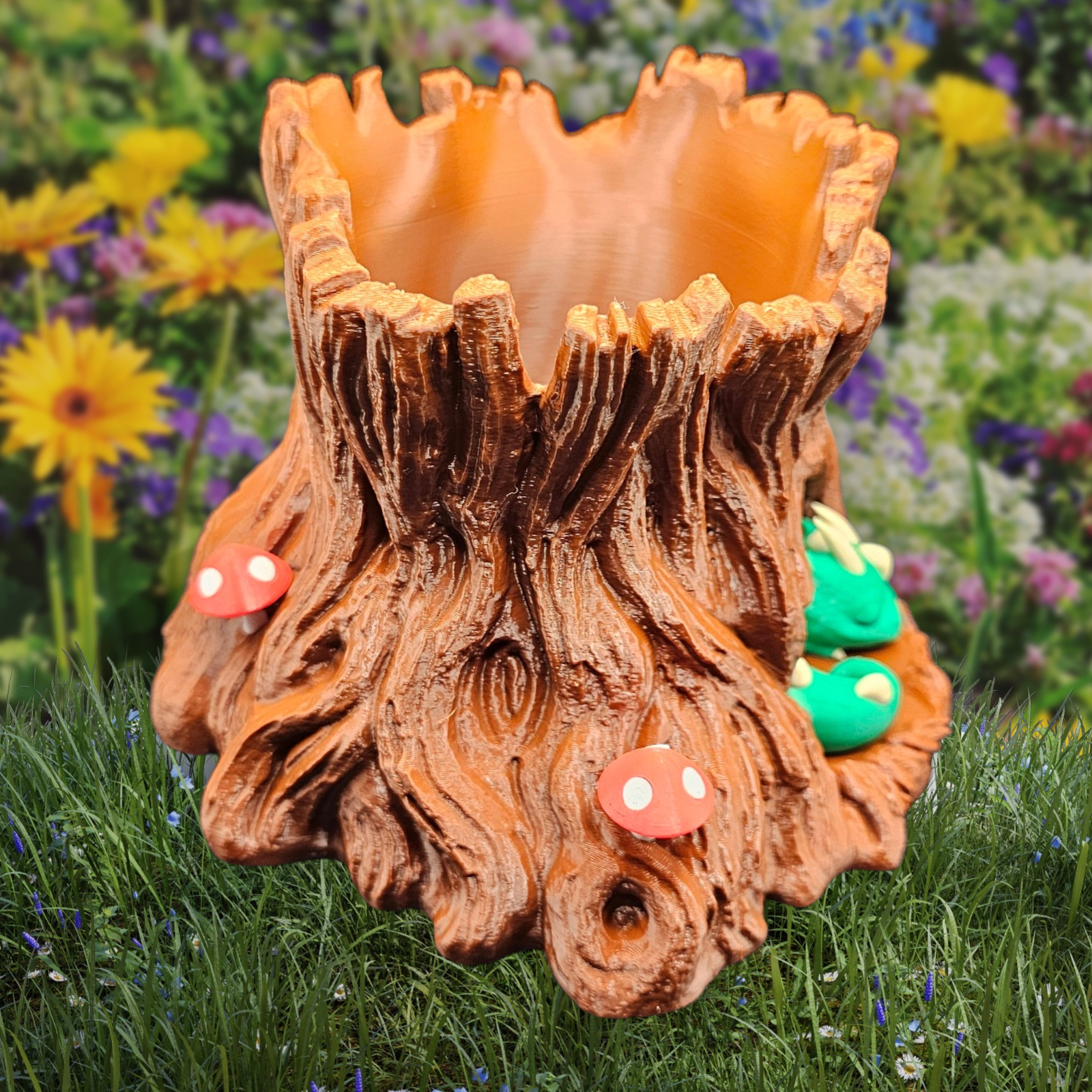 Sleeping Baby Dragon Planter Slumber Stump – 3D Printed in PETG