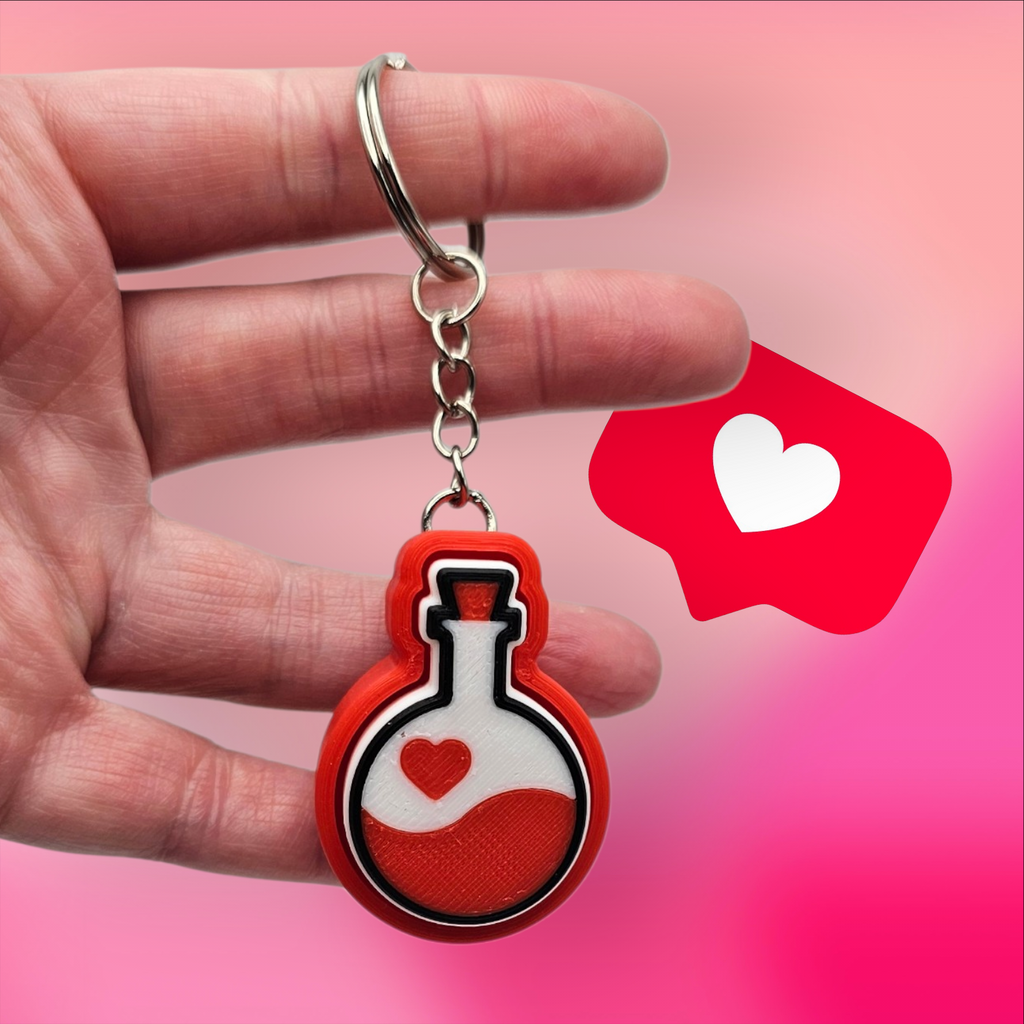 3D Printed Love Potion Clicker Keychain